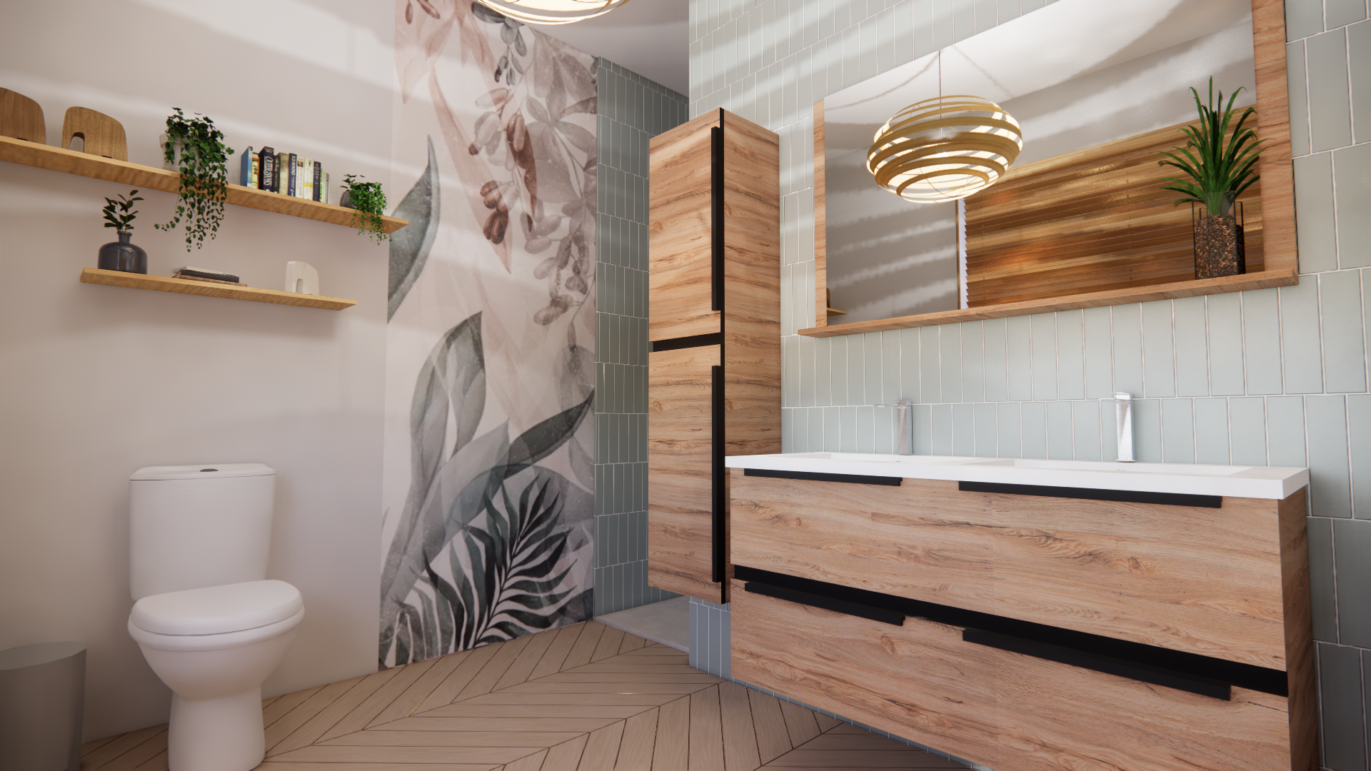 Épure Végétale — suite parentale chambre + salle de douche, vue 1