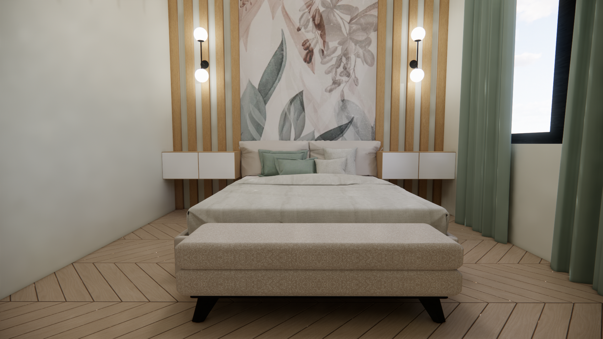 Épure Végétale — suite parentale chambre + salle de douche, vue 3
